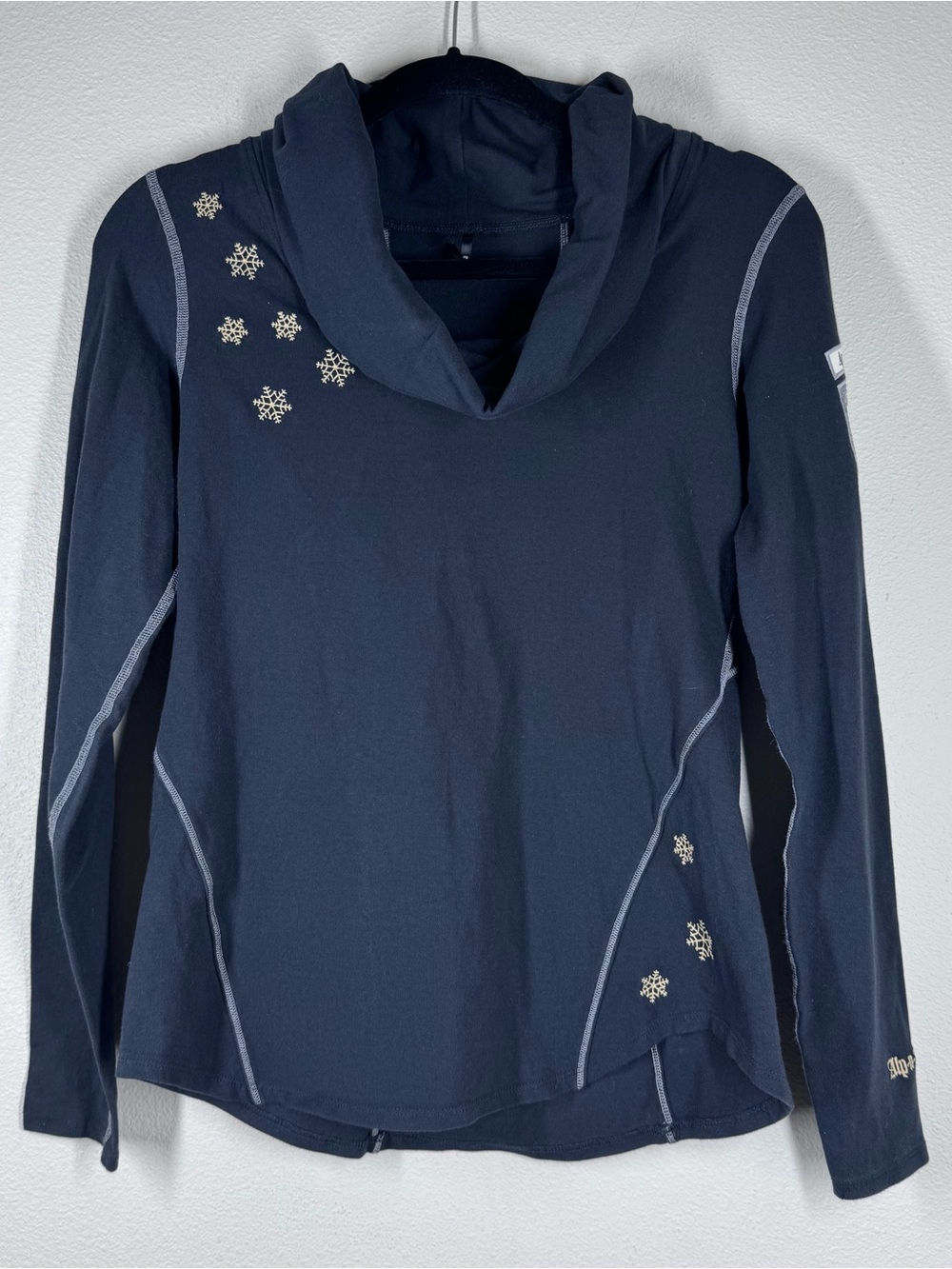 Alp N Rock Apres Ski Cowl Neck Jersey Knit Long Sleeve Shirt Top Black 3 Medium